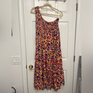 One Shoulder Flowery Maxi Dress